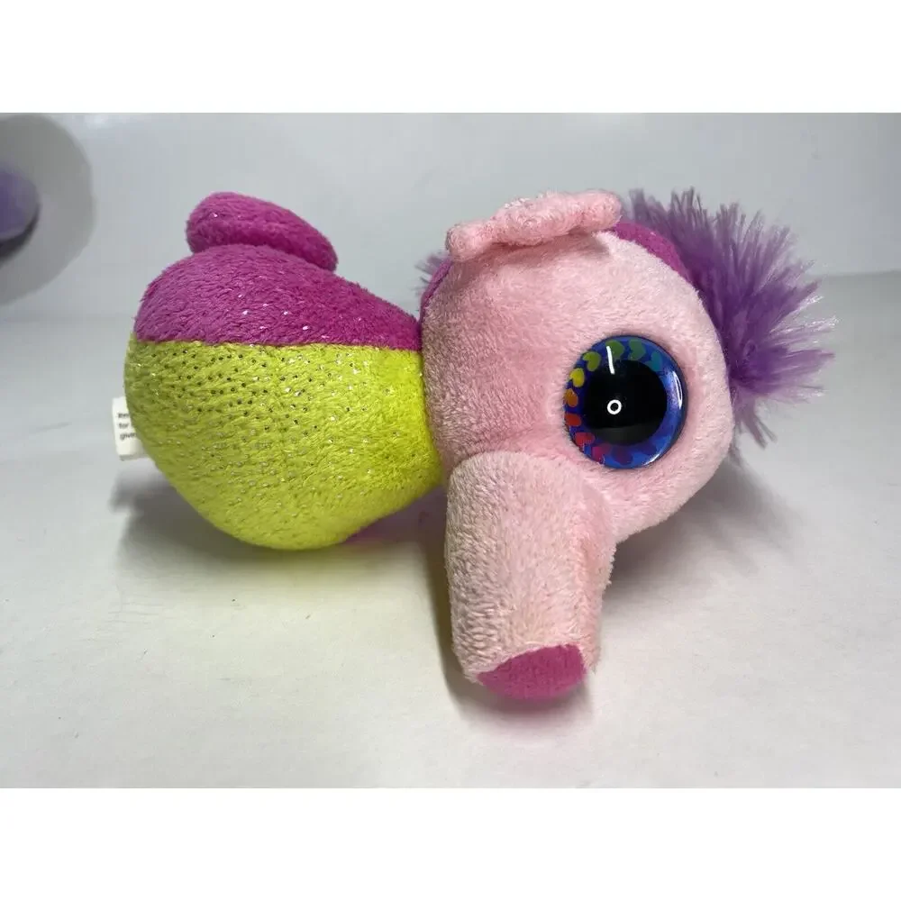Wild Republic Sparkle Seahorse Plush Pink Green Beanbag 6.5 Inch